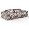 Sofa Manises marron decoración Gastón y Daniela telas geometrico tapizado