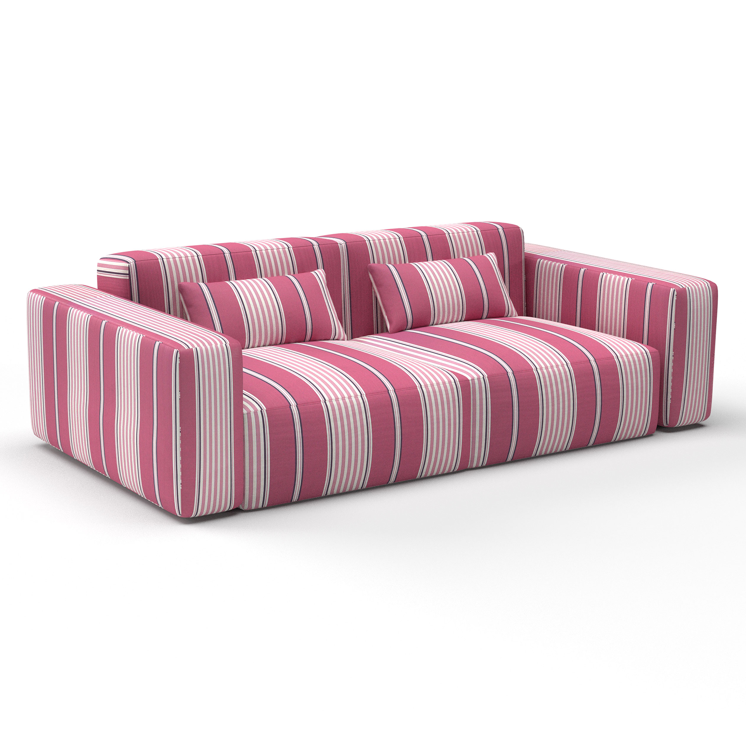 Sofa Nassau Rosa decoración Gastón y Daniela telas rayas tapizado