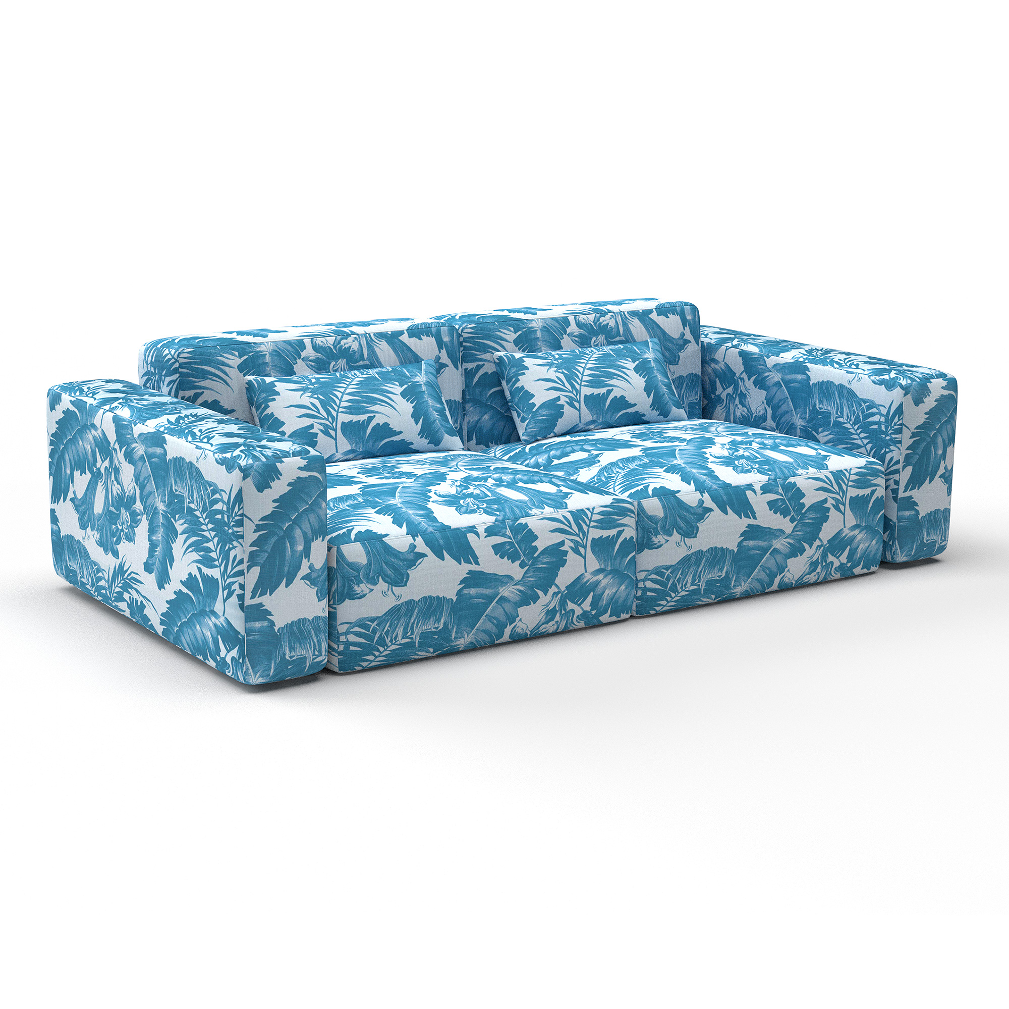 Sofa Plantation azul gaston y daniela tela diseño botanico tapizado decoracion casa