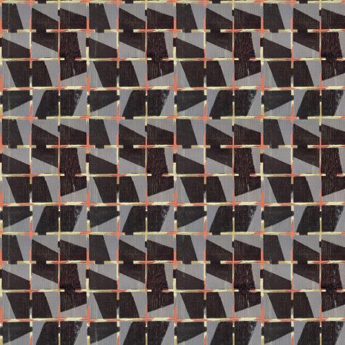 LCT-1166-001 Tela Reyezuelo Negro/Naranja de Gaston y Daniela. Coleccion de Lorenzo Castillo. Terciopelo con diseño geometrico de algodon para tapiceria. Decoracion de interiores