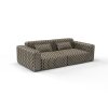 Sofa Tela Acebuche Topo Beige de Gaston y Daniela. Coleccion de Lorenzo Castillo. Diseño geometrico de terciopelo para tapiceria. Decoracion de interiores.