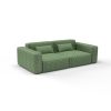 Sofa Tela Acebuche Verde Azul de Gaston y Daniela. Coleccion de Lorenzo Castillo. Diseño geometrico de terciopelo para tapiceria. Decoracion de interiores.