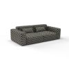 Sofa Tela Acebuche Verde Teja de Gaston y Daniela. Coleccion de Lorenzo Castillo. Diseño geometrico de terciopelo para tapiceria. Decoracion de interiores.