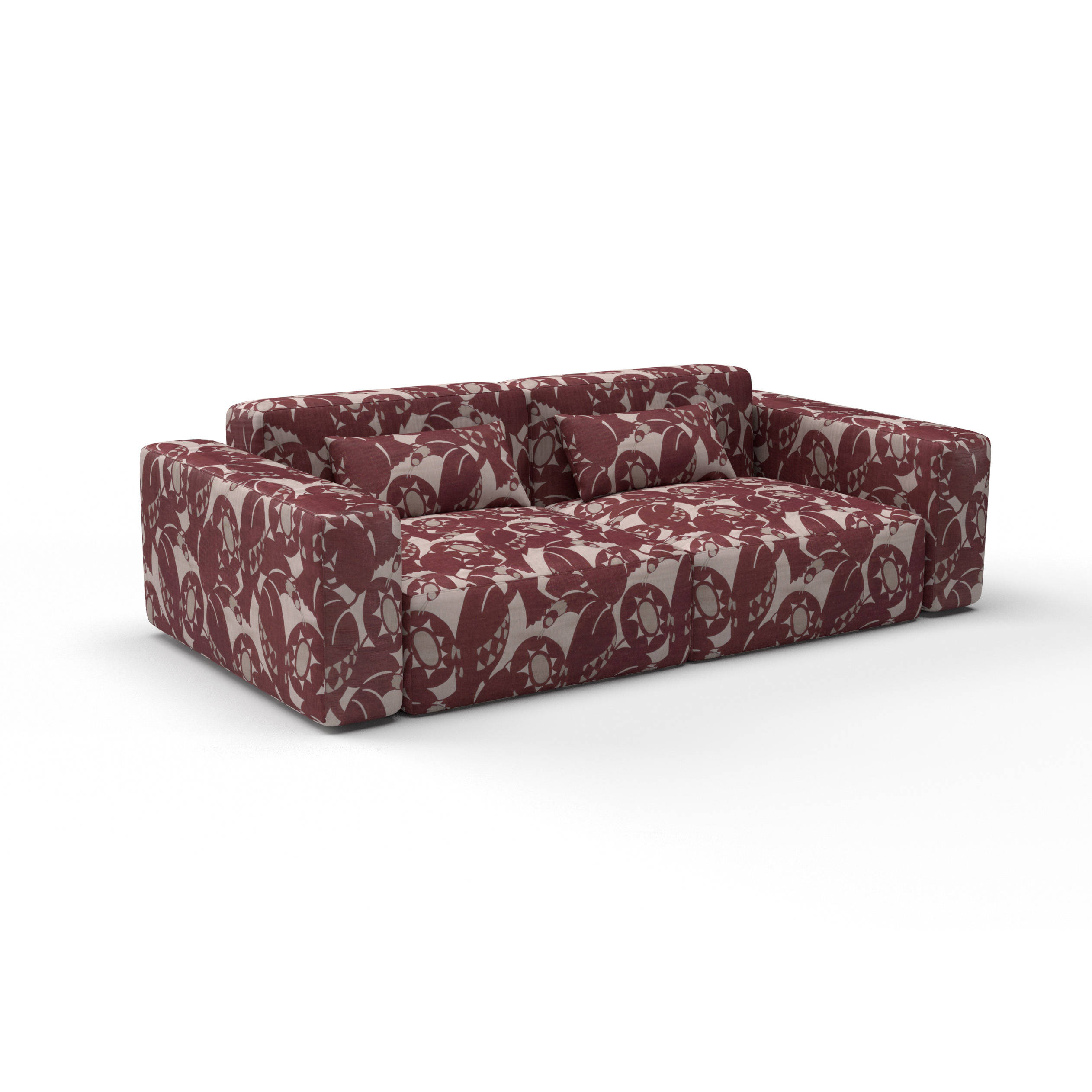 Sofa Tela Aladierno Rojo de Gaston y Daniela. Coleccion de Lorenzo Castillo. Diseño de pajaros, fauna para cortinas en color rojo. Decoracion de interiores.