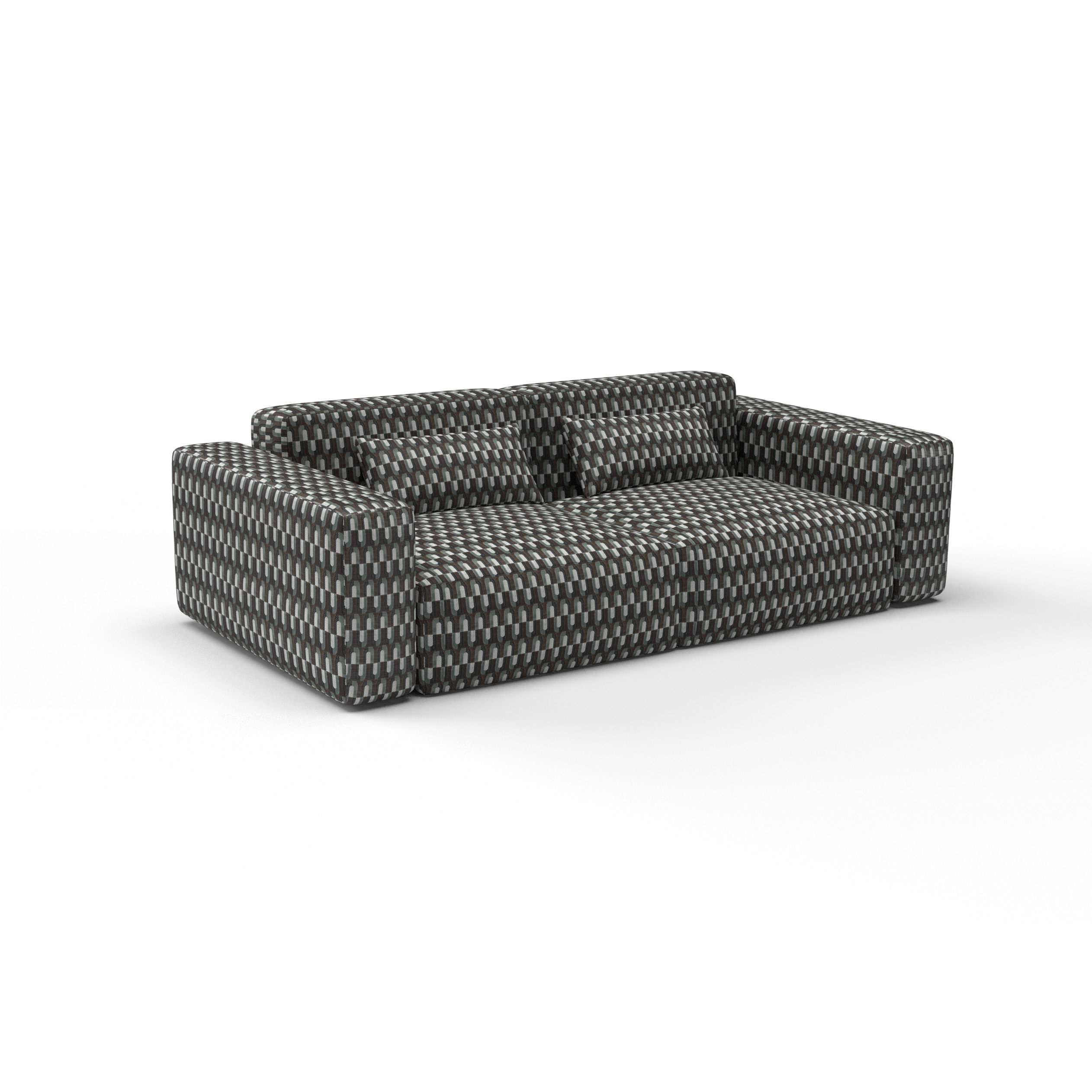 Sofa Tela Algendar Marron gris de Gaston y Daniela. Coleccion de Lorenzo Castillo. Diseño geometrico para tapiceria. Decoracion de interiores