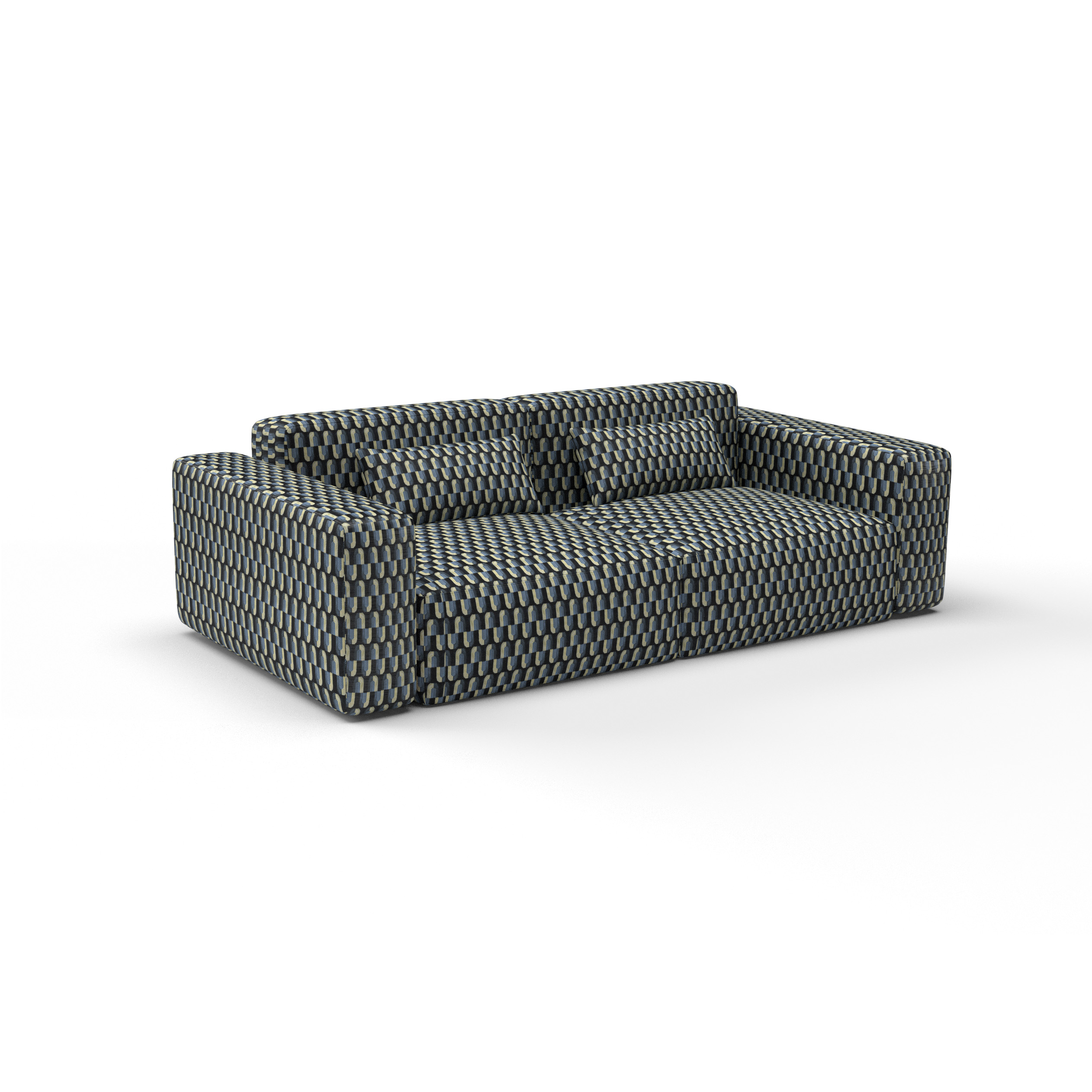 Sofa Tela Algendar Navy Azul de Gaston y Daniela. Coleccion de Lorenzo Castillo. Diseño geometrico para tapiceria. Decoracion de interiores