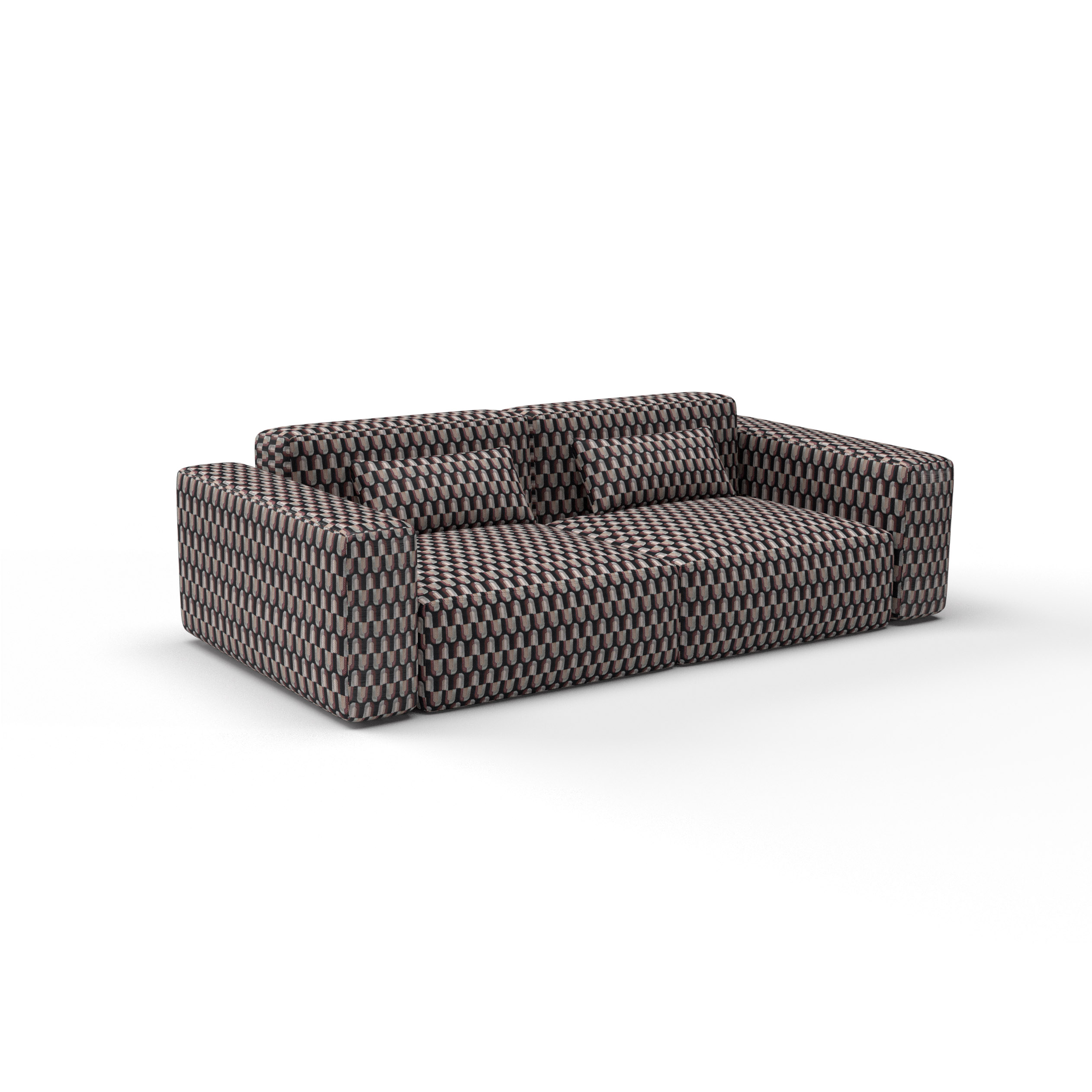 Sofa Tela Algendar Negro Teja de Gaston y Daniela. Coleccion de Lorenzo Castillo. Diseño geometrico para tapiceria. Decoracion de interiores