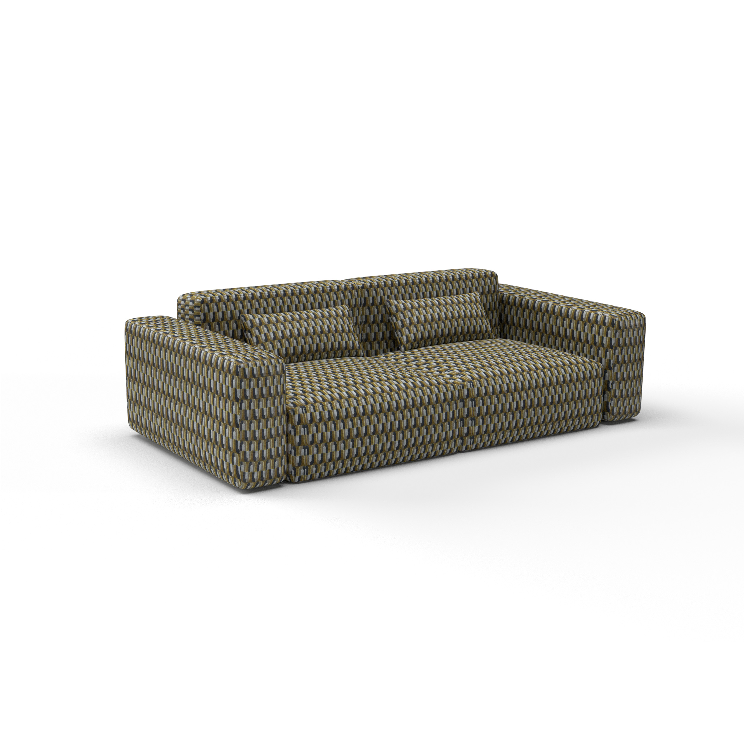 Sofa Tela Algendar Oro Gris de Gaston y Daniela. Coleccion de Lorenzo Castillo. Diseño geometrico para tapiceria. Decoracion de interiores