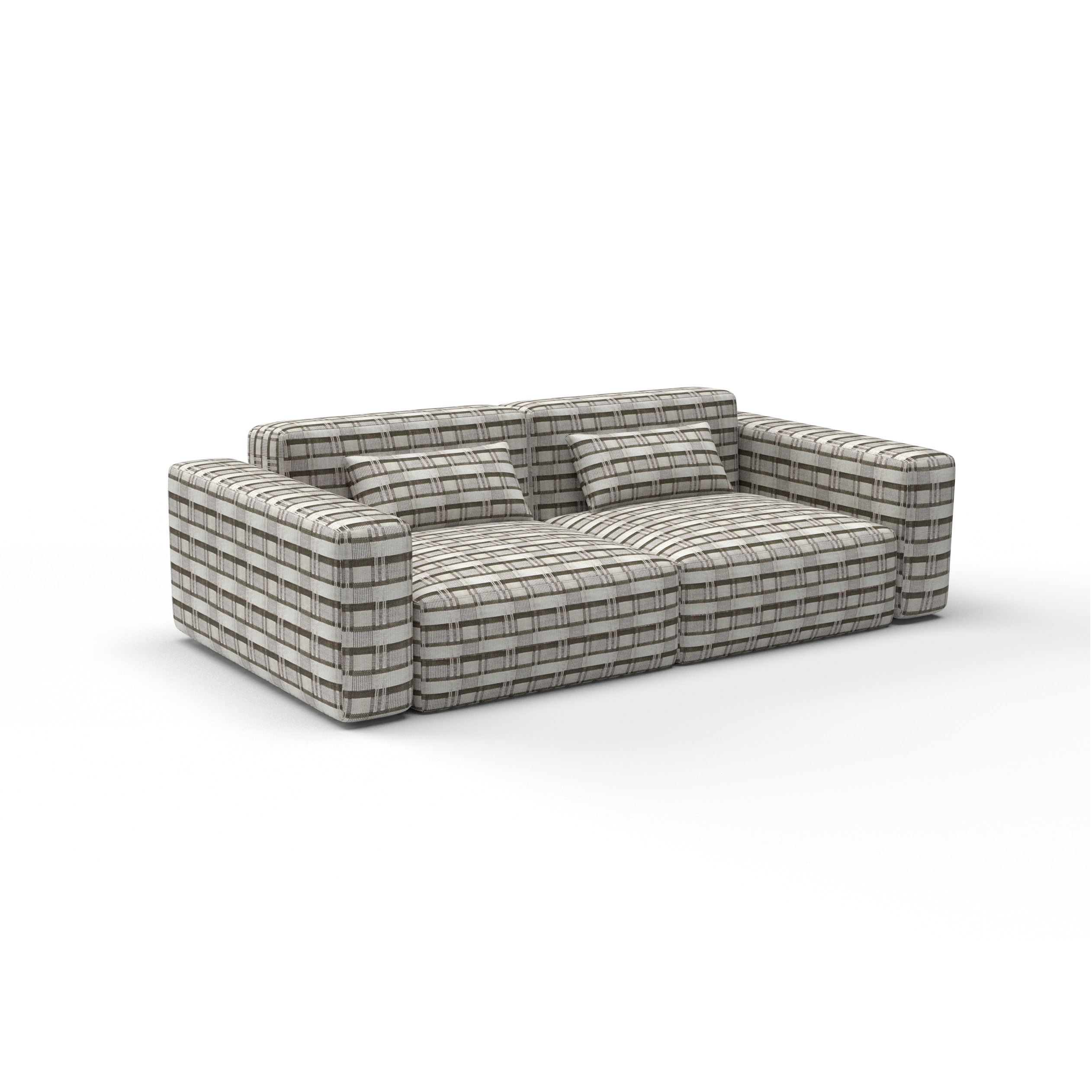 Sofa tela Galdana beige de Gaston y Daniela. Coleccion de Lorenzo Castillo. Diseño geometrico para tapiceria. Decoracion de interiores.