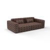 Sofa tela Galdana Chocolate de Gaston y Daniela. Coleccion de Lorenzo Castillo. Diseño geometrico para tapiceria. Decoracion de interiores.