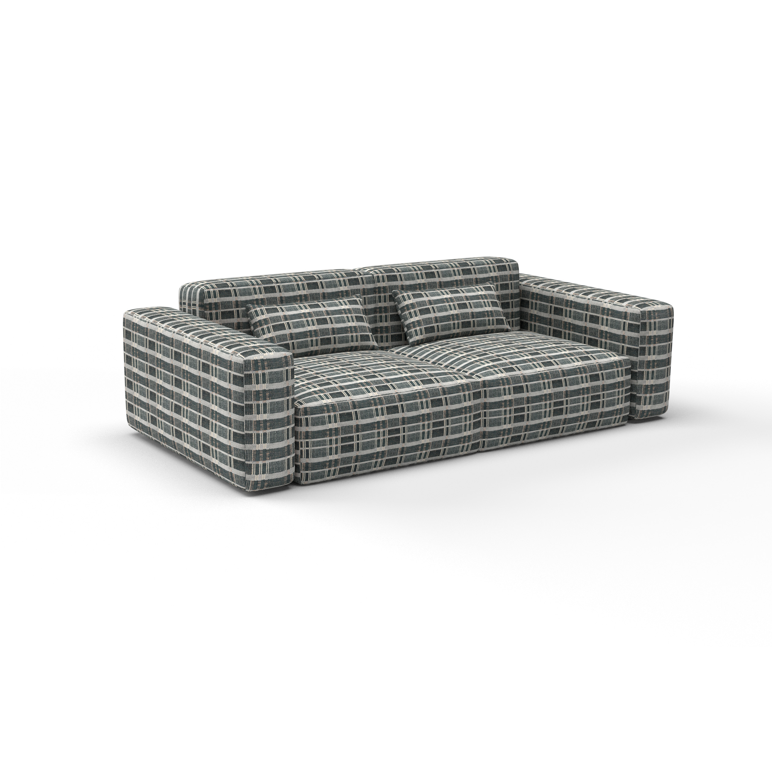 Sofa tela Galdana oceano de Gaston y Daniela. Coleccion de Lorenzo Castillo. Diseño geometrico para tapiceria. Decoracion de interiores.
