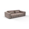 Sofa tela Galdana rosa topo de Gaston y Daniela. Coleccion de Lorenzo Castillo. Diseño geometrico para tapiceria. Decoracion de interiores.