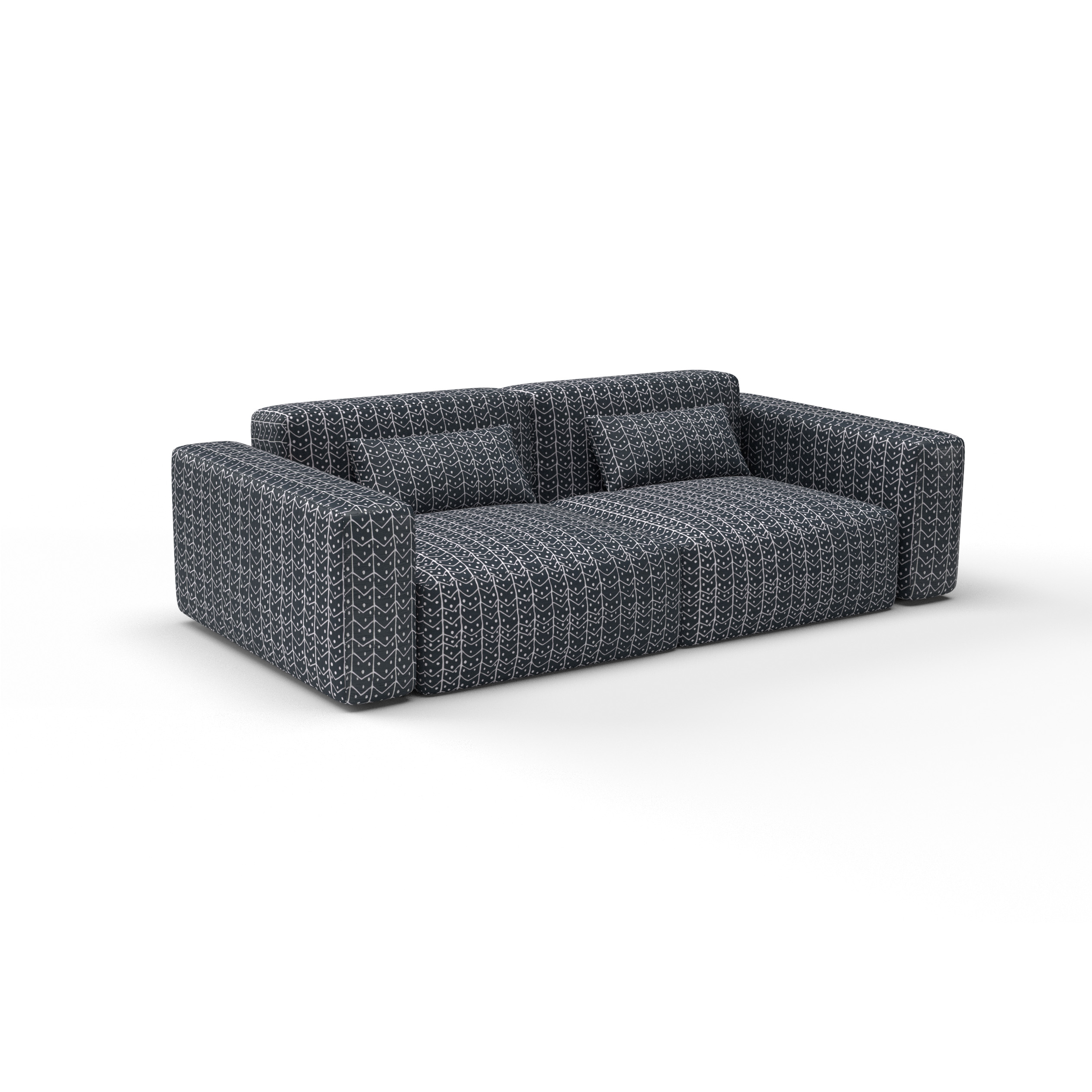 Sofa tela Macarella Antracita de Gaston y Daniela. Coleccion de Lorenzo Castillo. Terciopelo Bordado con diseño geometrico para tapiceria y cortinas. Decoracion de interiores. Detalle