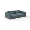 Sofa tela Macarella Oceano de Gaston y Daniela. Coleccion de Lorenzo Castillo. Terciopelo Bordado con diseño geometrico para tapiceria y cortinas. Decoracion de interiores. Detalle