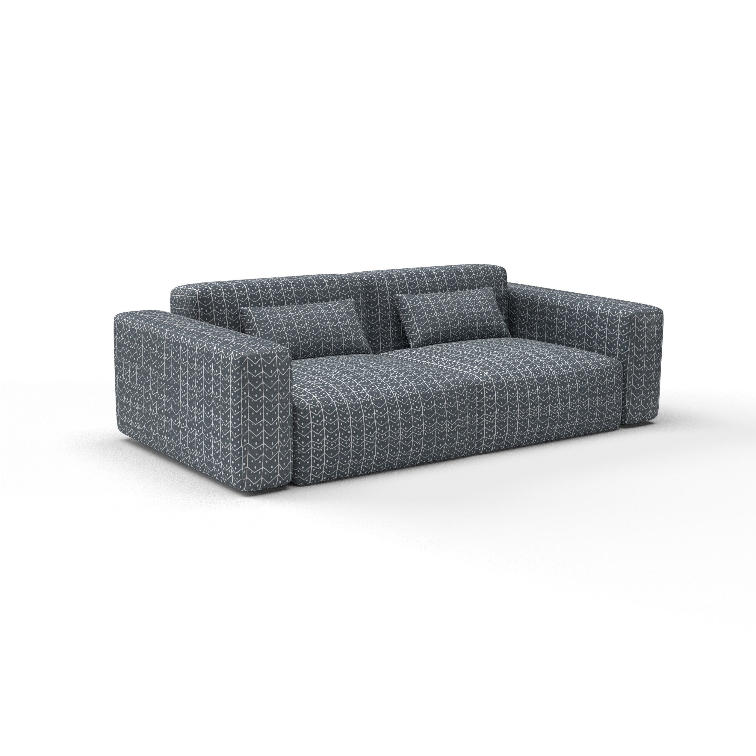 Sofa tela Macarella Plomo Gris de Gaston y Daniela. Coleccion de Lorenzo Castillo. Terciopelo Bordado con diseño geometrico para tapiceria y cortinas. Decoracion de interiores. Detalle