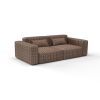 Sofa tela Macarella Tabaco Marron de Gaston y Daniela. Coleccion de Lorenzo Castillo. Terciopelo Bordado con diseño geometrico para tapiceria y cortinas. Decoracion de interiores. Detalle
