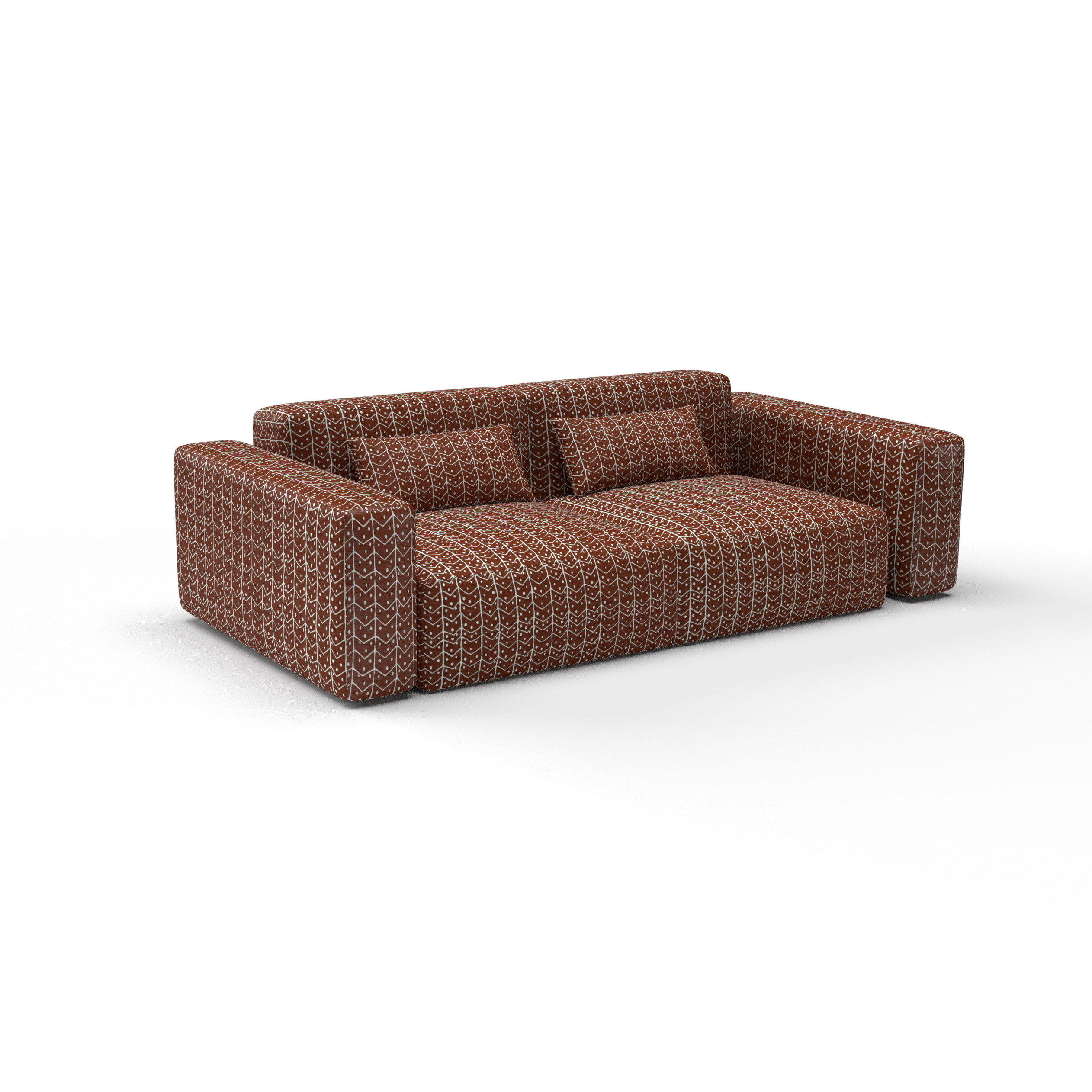 Sofa tela Macarella Teja de Gaston y Daniela. Coleccion de Lorenzo Castillo. Terciopelo Bordado con diseño geometrico para tapiceria y cortinas. Decoracion de interiores. Detalle