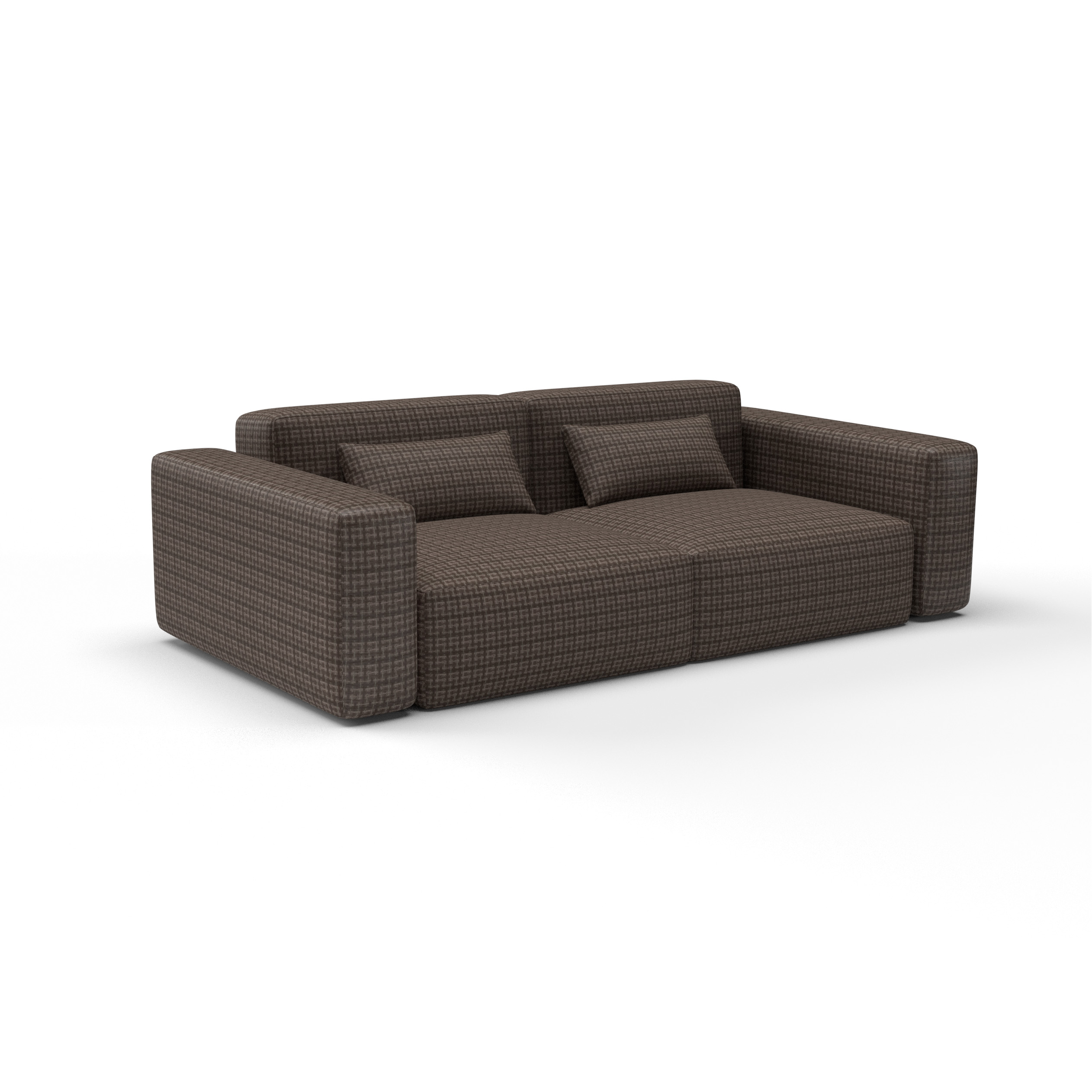 Sofa tela Mesquida chocolate de Gaston y Daniela. Coleccion de Lorenzo Castillo. Chenilla con diseño falso liso para tapiceria y cortinas en color marron. Decoracion de interiores