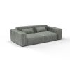 Sofa tela Mitjana verde de Gaston y Daniela. Coleccion Lorenzo Castillo. Tapiceria con dibujo de rayas. Decoracion de interiores