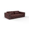 Sofa tela Reyezuelo Vino de Gaston y Daniela. Coleccion de Lorenzo Castillo. Terciopelo con diseño geometrico de algodon para tapiceria. Decoracion de interiores