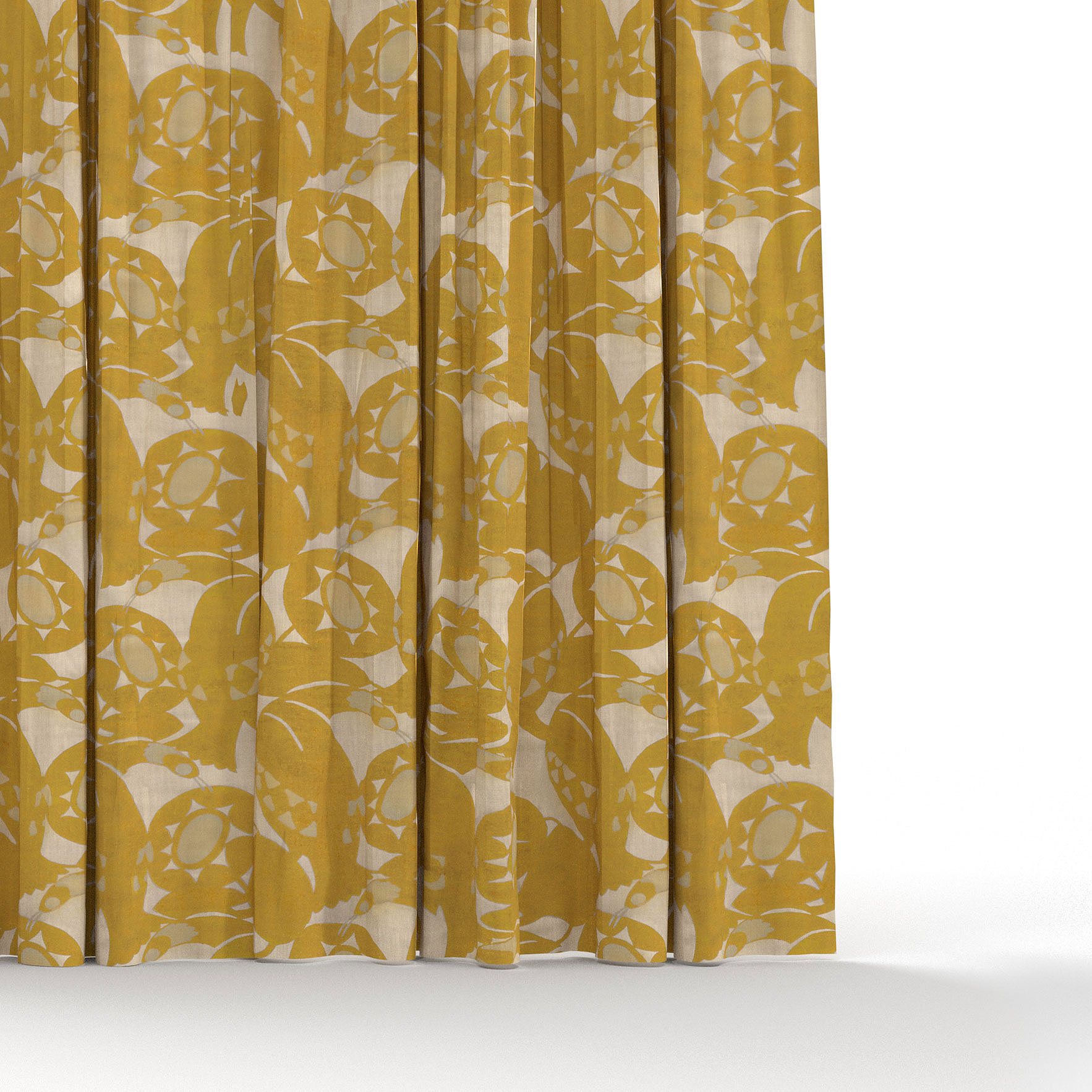 Cortina Tela Aladierno amarillo de Gaston y Daniela. Coleccion Lorenzo Castillo. Estampado pajaros para cortinas. Decoracion de interiores
