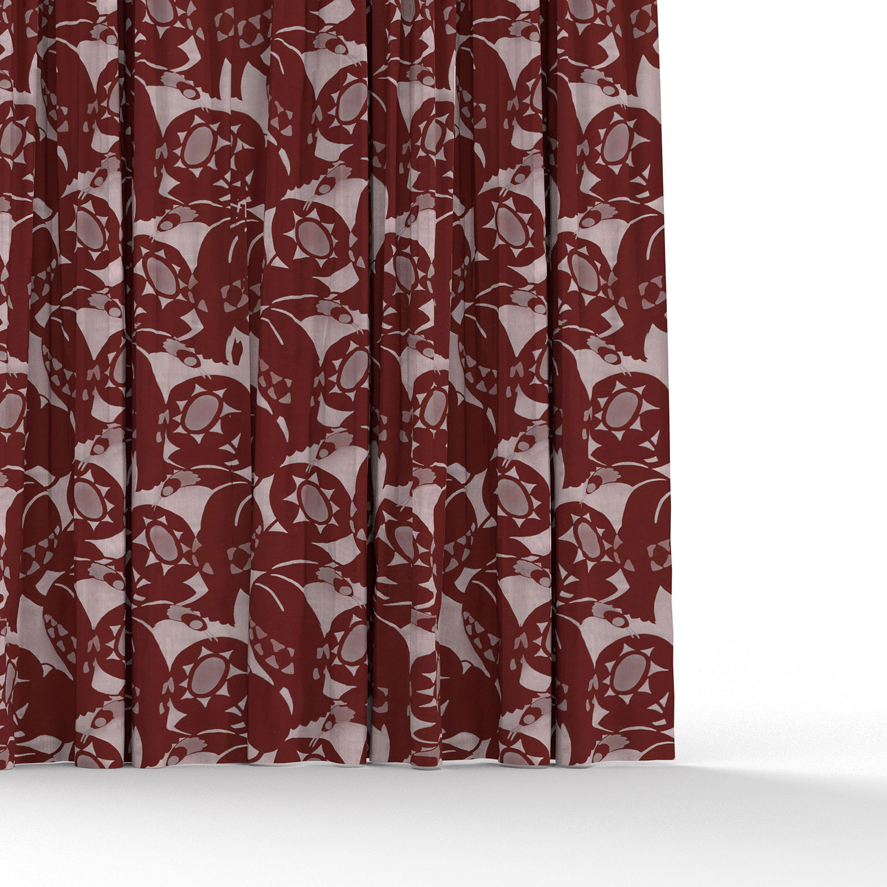Cortina Tela Aladierno rojo de Gaston y Daniela. Coleccion Lorenzo Castillo. Estampado pajaros para cortinas. Decoracion de interiores