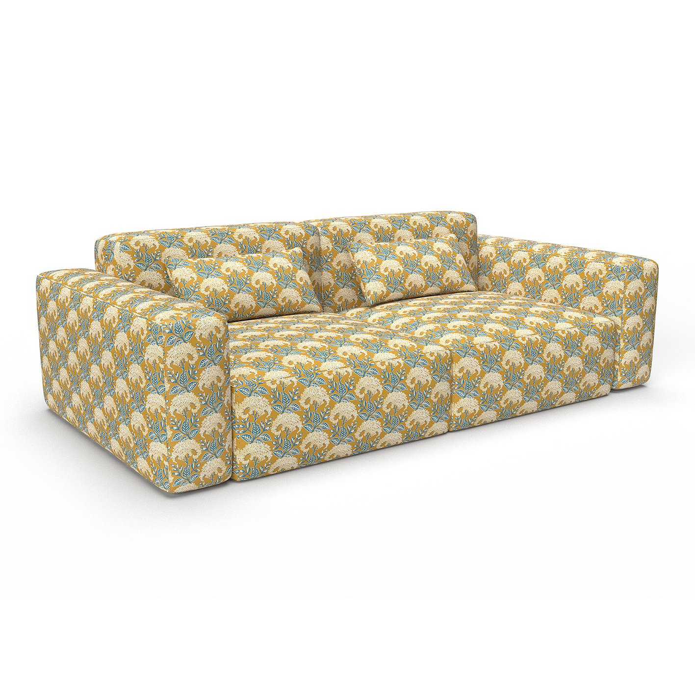 GDT-5816-001 tela amelia ocre azul gaston y daniela floral botanico estampado lino cortinas decoracion casa sofa