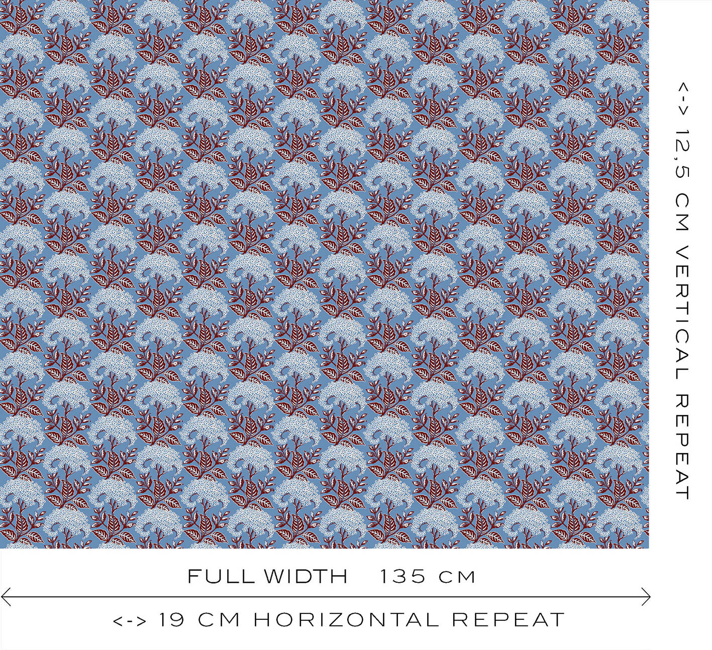 GDT-5816-005 tela amelia azul rojo gaston y daniela floral botanico estampado lino cortinas decoracion casa ancho