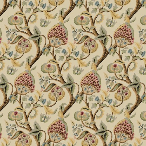 GDT-5827-002 Tela Longford gaston y daniela oro burdeos botanico algodon estampado tapiceria cortinas decoracion
