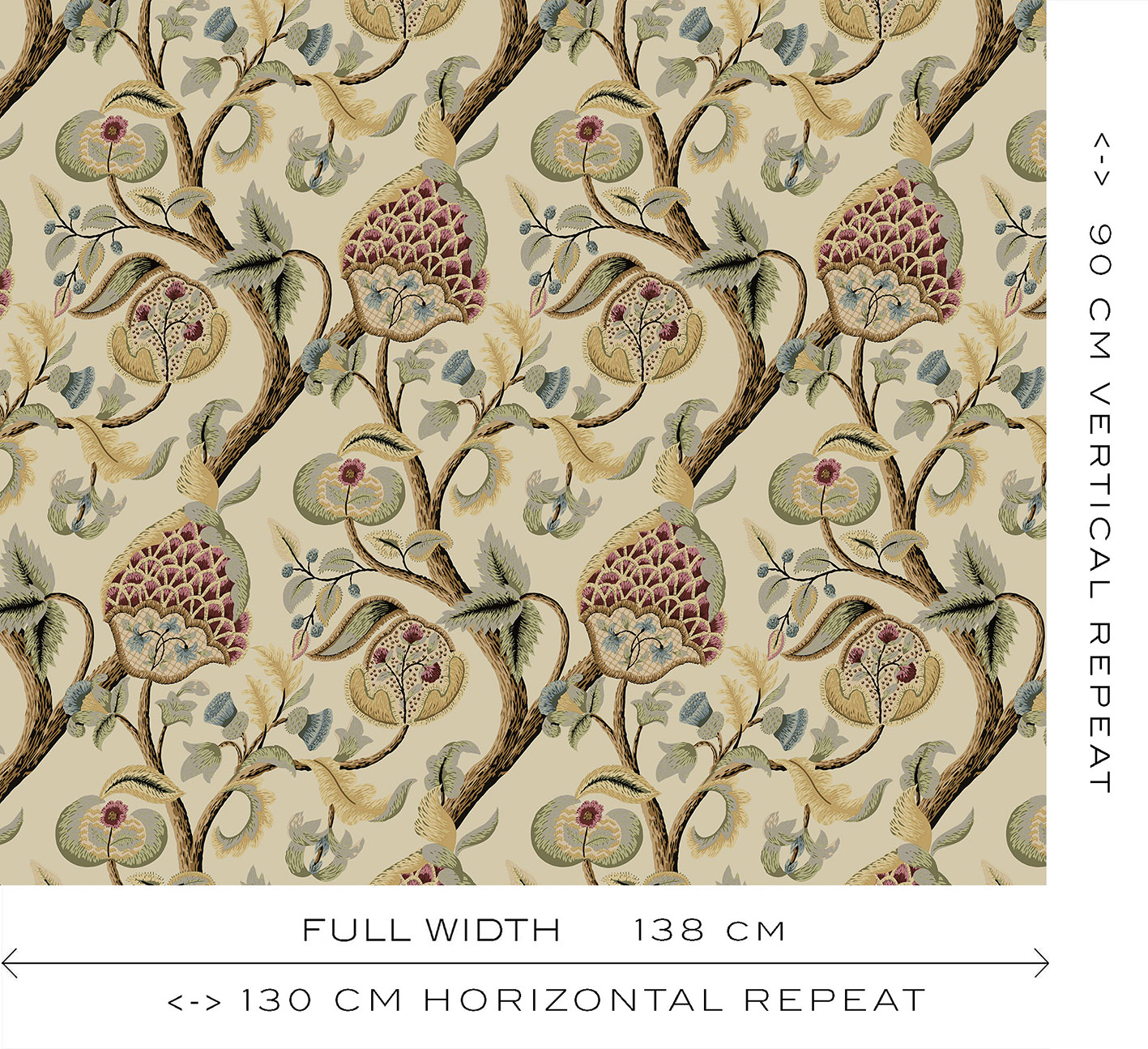 GDT-5827-002 Tela Longford gaston y daniela oro botanico algodon estampado tapiceria cortinas decoracion ancho