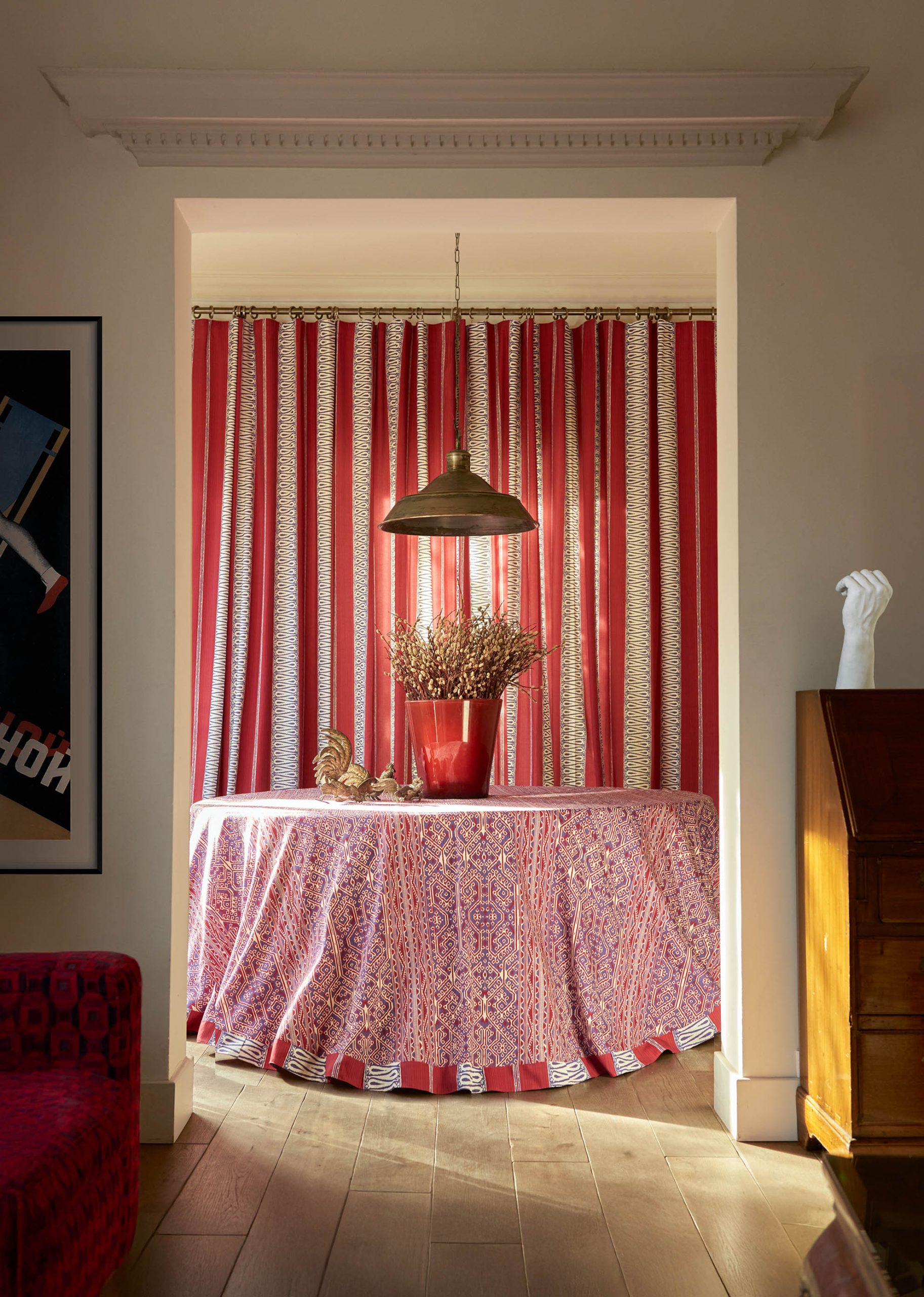 cortinas astrid rayas mantel tela sol rojo gaston y daniela comedor decoracion casa