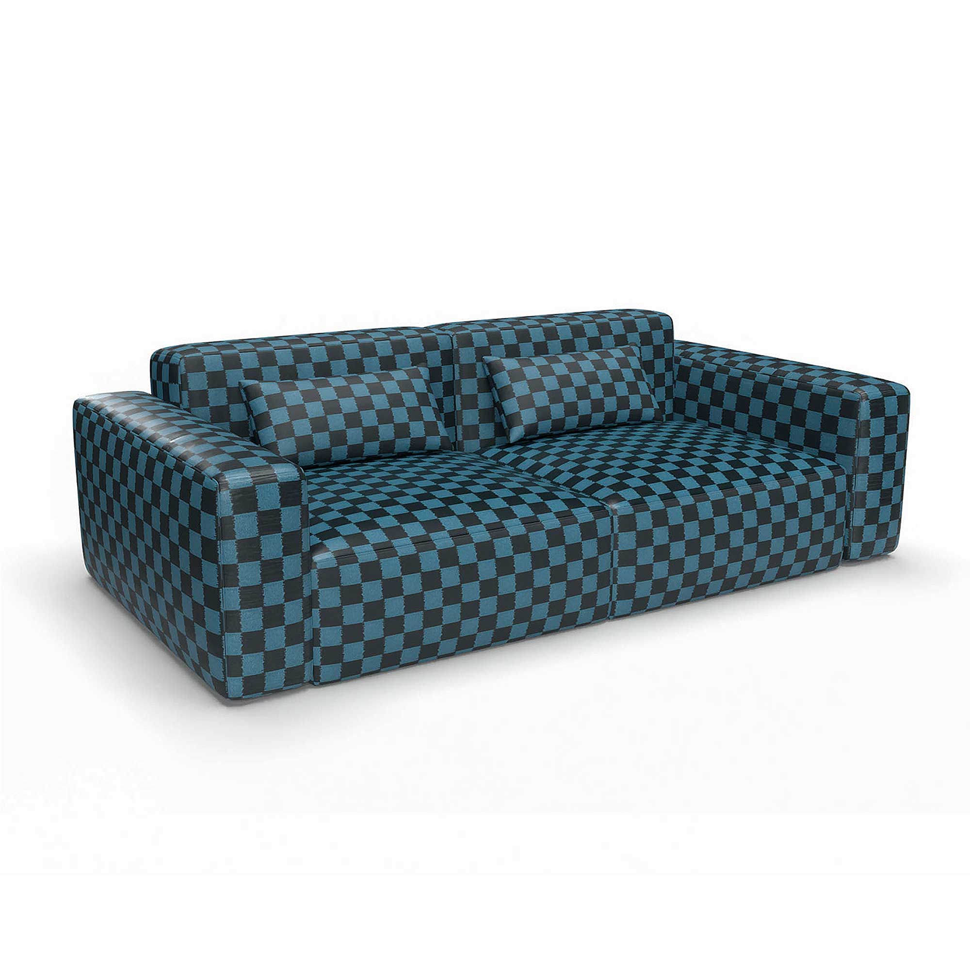 LCT-1183-004 Tela Damero azul oscuro de Gaston y Daniela. Diseño geometrico para tapiceria y cortinas. Decoracion de interiores. Sofa