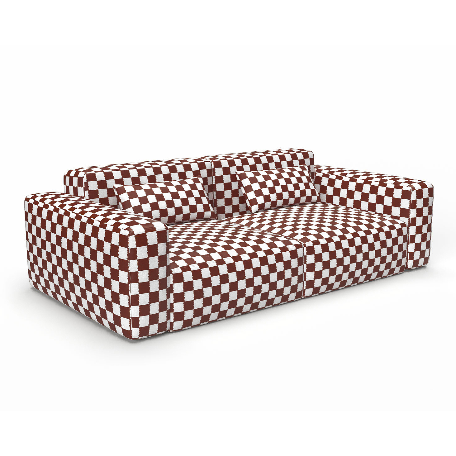 LCT-1183-005 Tela Damero teja de Gaston y Daniela. Diseño geometrico para tapiceria y cortinas. Decoracion de interiores. Sofa
