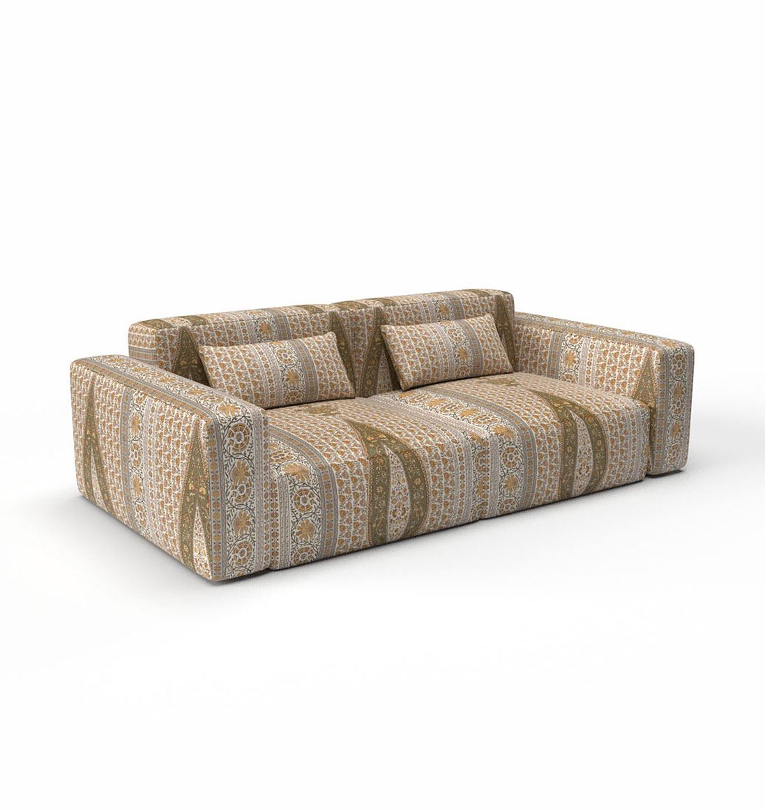 LCT-1191-001 Tela Indiera Verde de Gaston y Daniela. Diseño estampado para tapiceria y cortinas. Decoracion de interiores. Sofa