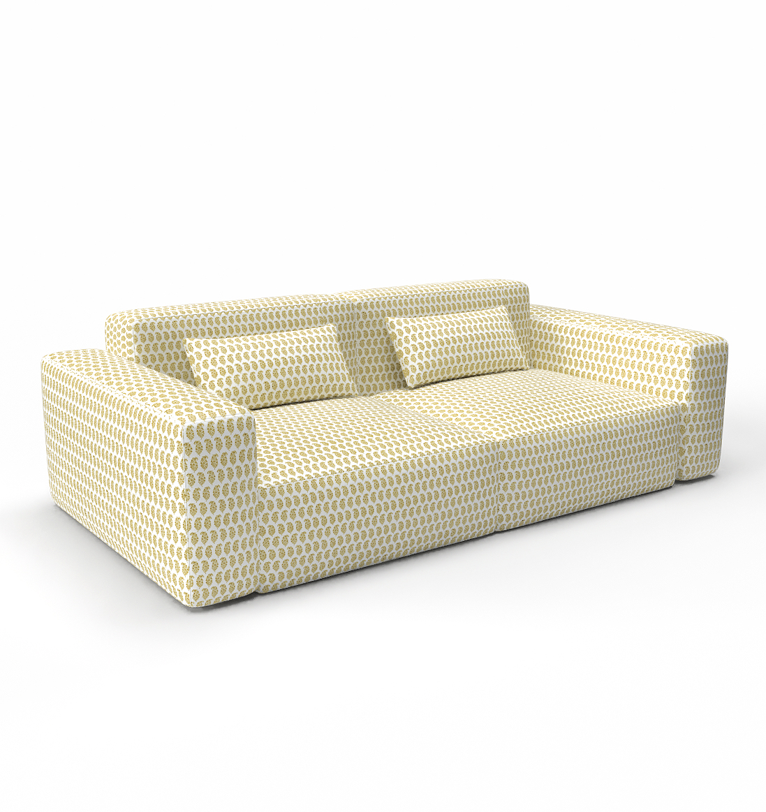 LCT-1193-001 Tela Dharma Amarillo de Gaston y Daniela. Diseño estampado para tapiceria y cortinas. Decoracion de interiores. Sofa
