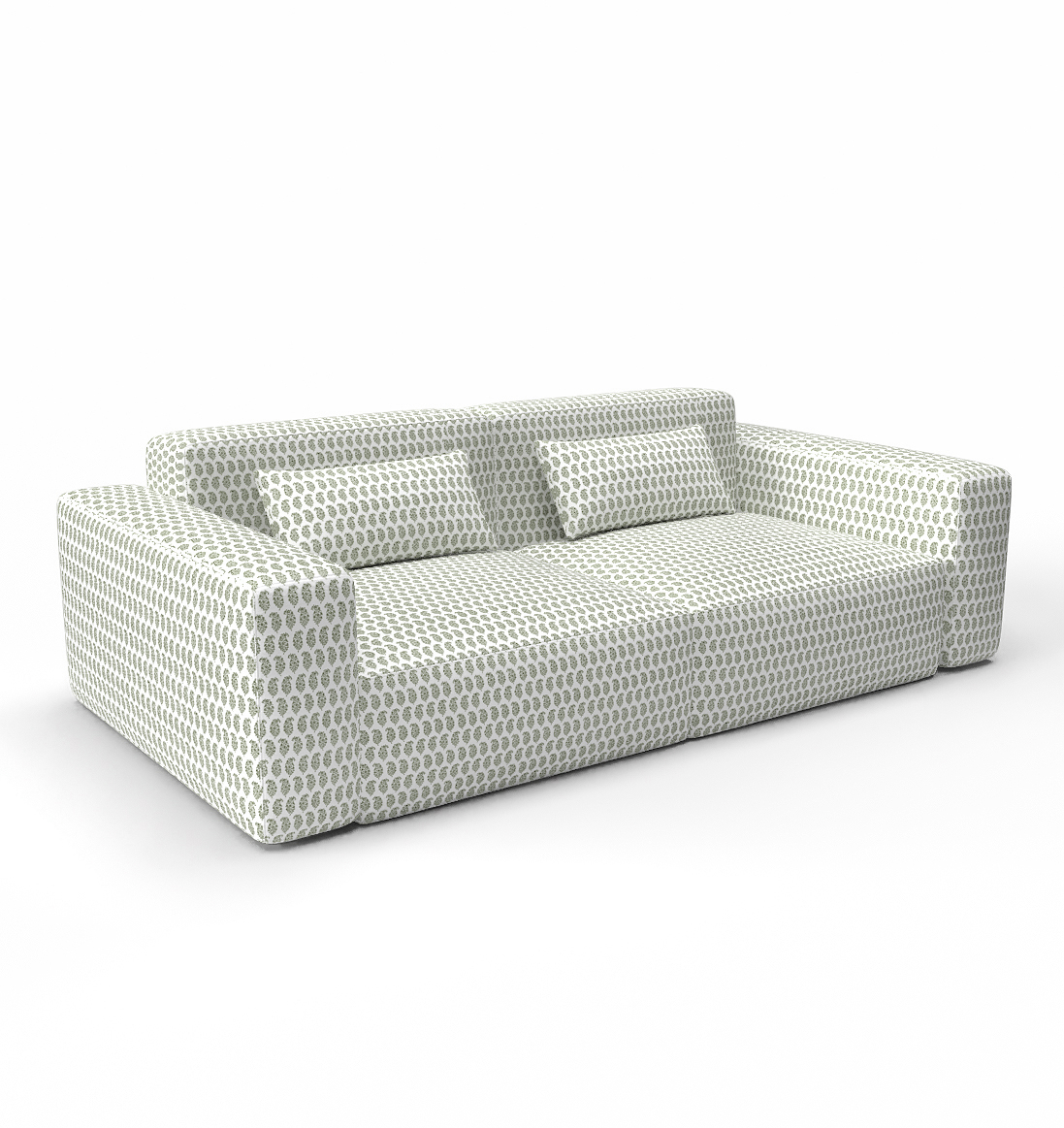 LCT-1193-003 Tela Dharma Verde de Gaston y Daniela. Diseño estampado para tapiceria y cortinas. Decoracion de interiores. Sofa