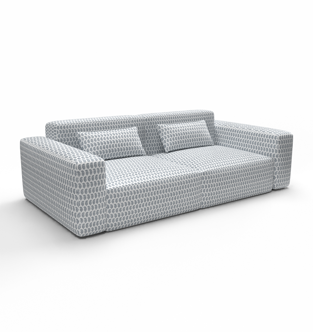 LCT-1193-005 Tela Dharma Azul de Gaston y Daniela. Diseño estampado para tapiceria y cortinas. Decoracion de interiores. Sofa