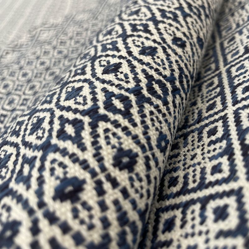 GDT-5697-006 Tela Kailas azul navy marco polo gastón y daniela étnico geométrico tapicería decoracion cortinas casa outdoor detalle
