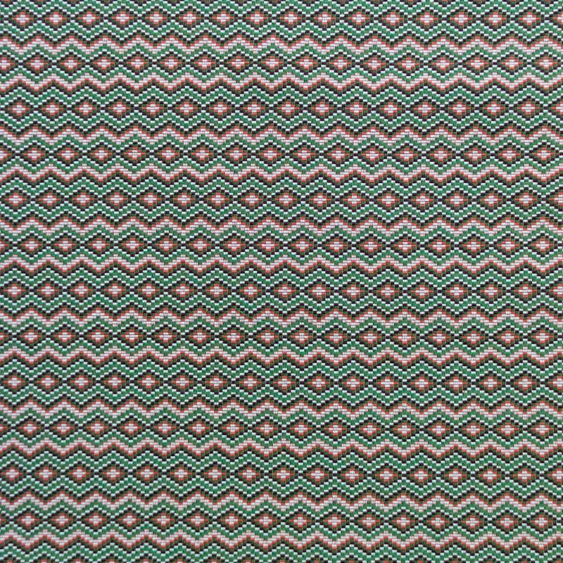 GDT-5719-001 Tela Caucaso verde teja marco polo gastón y daniela geométrico étnico tapicería decoración cortinas casa plana