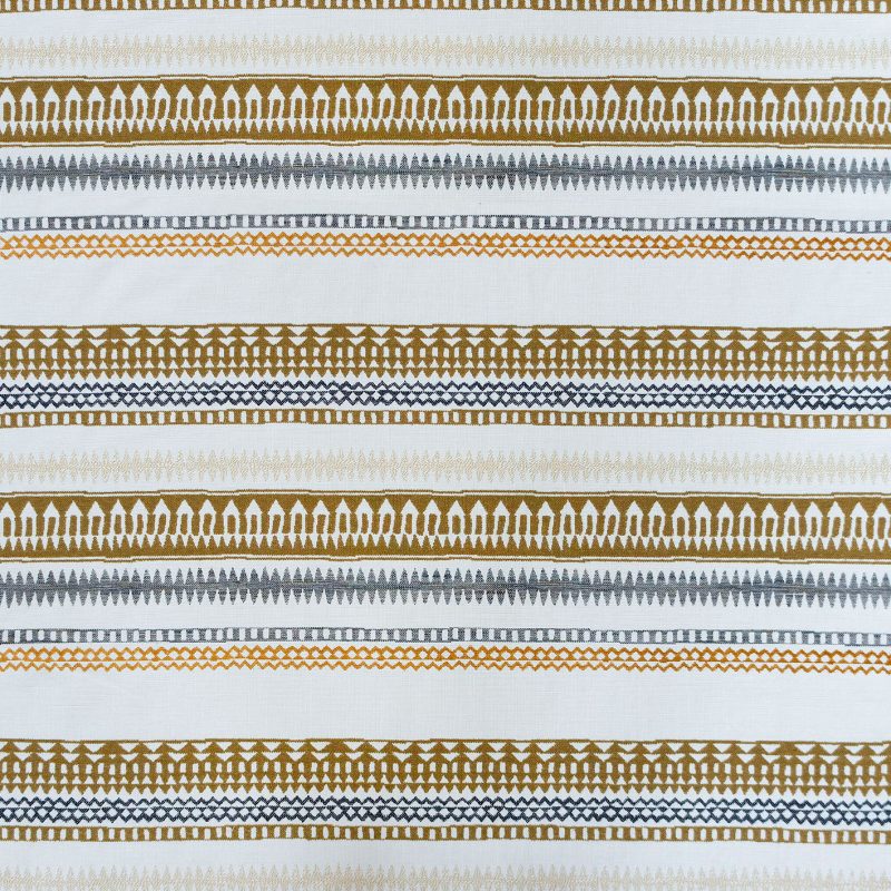 GDT-5779-004 Tela Ankara ocre de gaston y daniela. Diseño etnico y geometrico en amarillo para tapiceria. Decoracion de interiores.