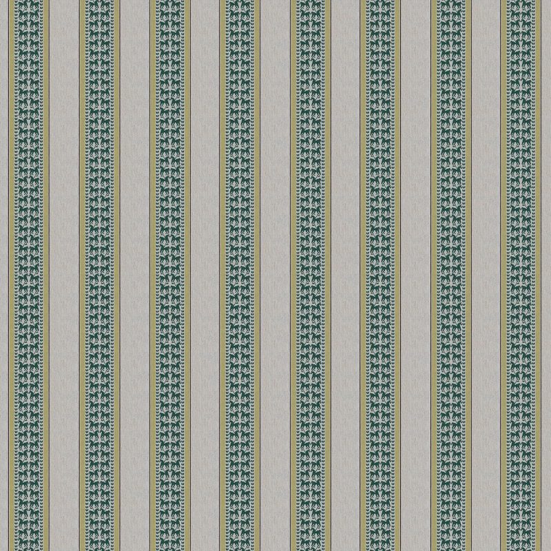GDT-5787-002 Tela Troya verde de Gaston y Daniela. Diseño de rayas y caballos para tapiceria y cortinas. Decoracion de interiores.