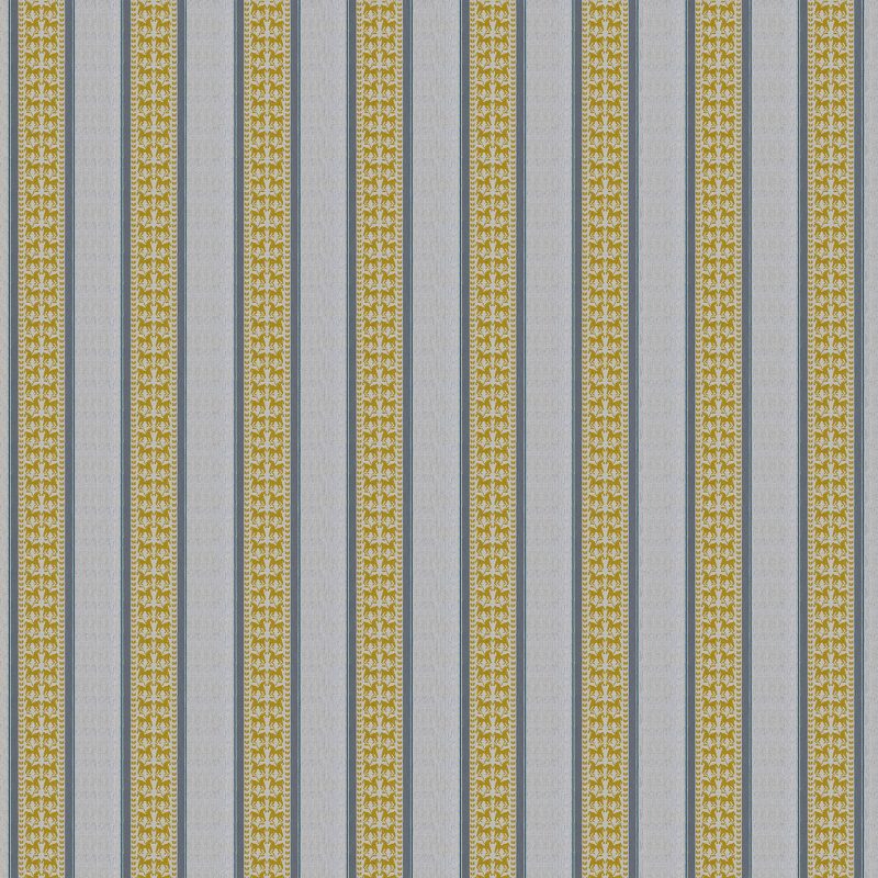 GDT-5787-003 Tela Troya amarillo de Gaston y Daniela. Diseño de rayas y caballos para tapiceria y cortinas. Decoracion de interiores.