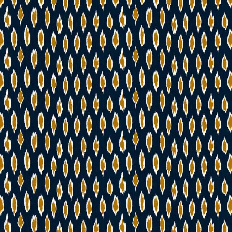 GDT-5794-001 Tela Hali ocre y navy de Gaston y Daniela. Estampado de algodon con diseño geometrico para tapiceria y cortinas. Decoracion de interiores.