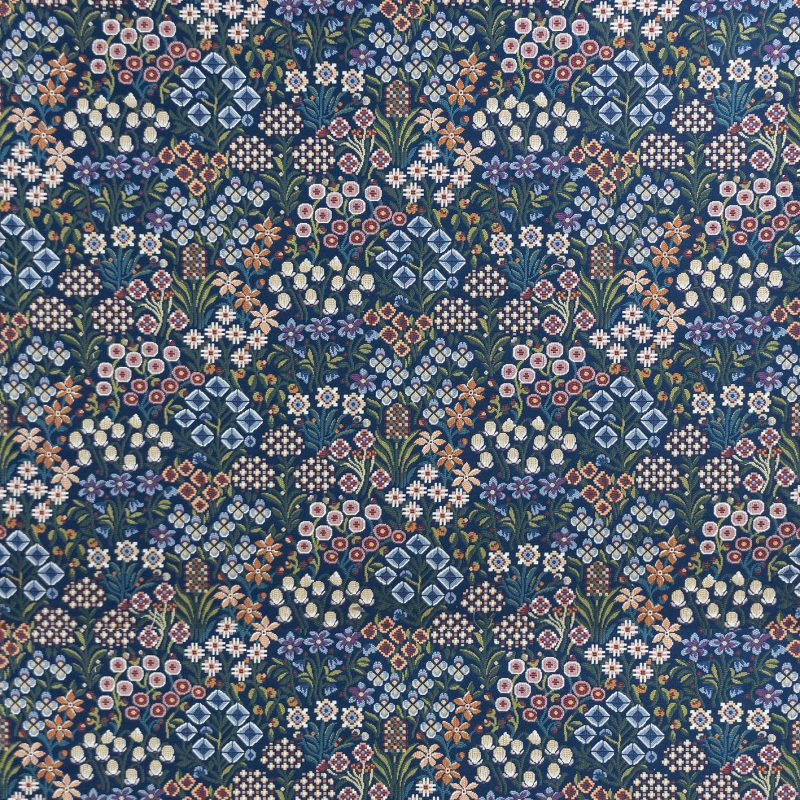 GDT-5814-001 tela lola marino gaston y daniela azul tapiceria floral botanico algodon tapiceria decoracion casa