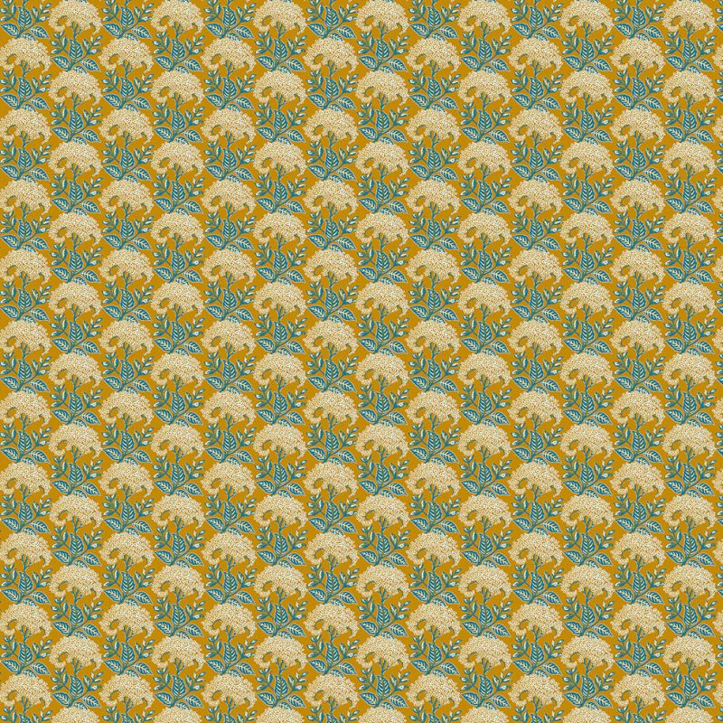 GDT-5816-001 tela amelia ocre azul gaston y daniela floral botanico estampado lino cortinas decoracion casa