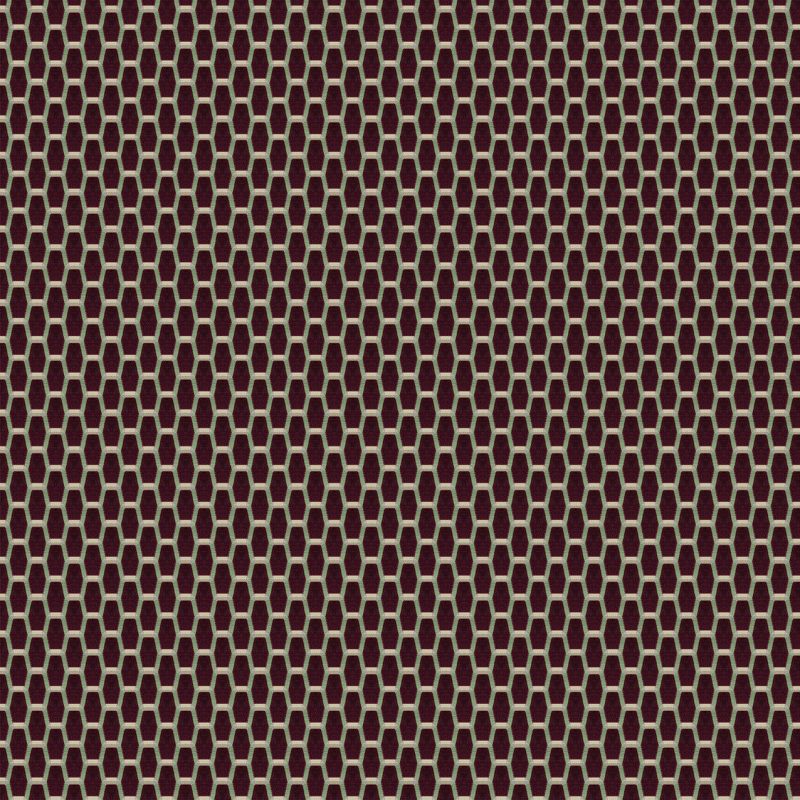 LCT-1165-002 Tela Acebuche Verde/Burdeos de Gaston y Daniela. Coleccion de Lorenzo Castillo. Terciopelo con diseño geometrico de algodon para tapiceria. Decoracion de interiores