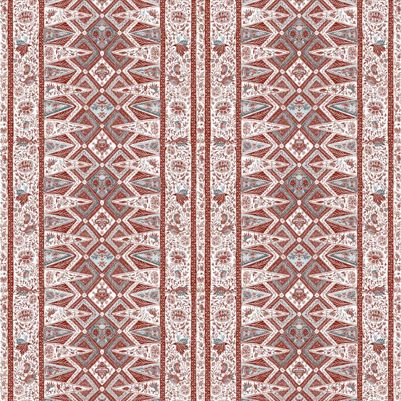 LCT-1190-003 Tela Nirvana Rojo de Gaston y Daniela. Coleccion de Lorenzo Castillo. Diseño etnico sofisticado para tapiceria y cortinas. Decoracion de interiores