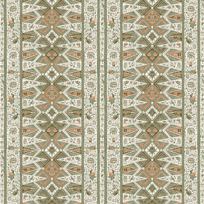 LCT-1190-004 Tela Nirvana Verde de Gaston y Daniela. Coleccion de Lorenzo Castillo. Diseño etnico sofisticado para tapiceria y cortinas. Decoracion de interiores