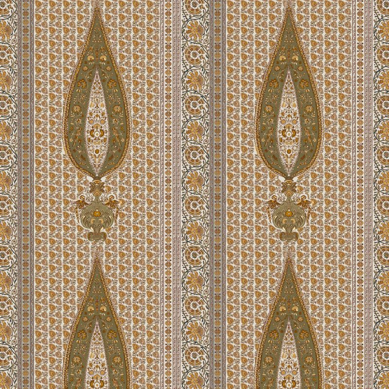 LCT-1191-001 Tela Indira Verde de Gaston y Daniela. Coleccion de Lorenzo Castillo. Diseño etnico sofisticado para tapiceria y cortinas. Decoracion de interiores