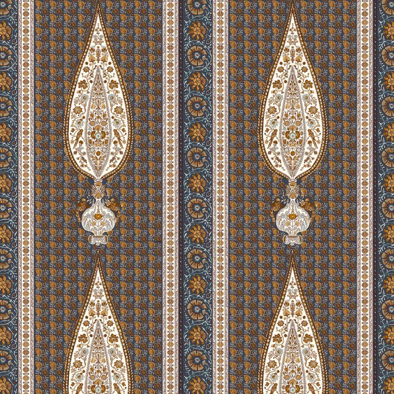LCT-1191-005 Tela Indira Navy de Gaston y Daniela. Coleccion de Lorenzo Castillo. Diseño etnico sofisticado para tapiceria y cortinas. Decoracion de interiores